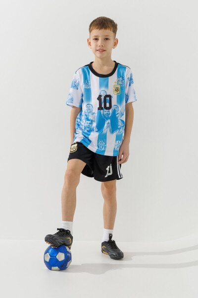 Купити Футбольна форма для хлопчика BLD АРГЕНТИНА MESSI 110 см Біло-блакитний Артикул: 2000989681533 Фото №1