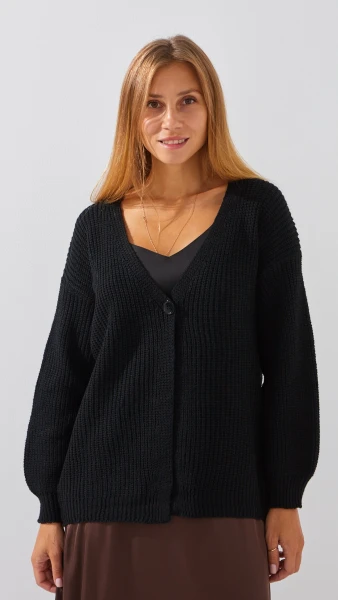 Кардиган однотонный женский 1025 One Size Черный  Фото №0