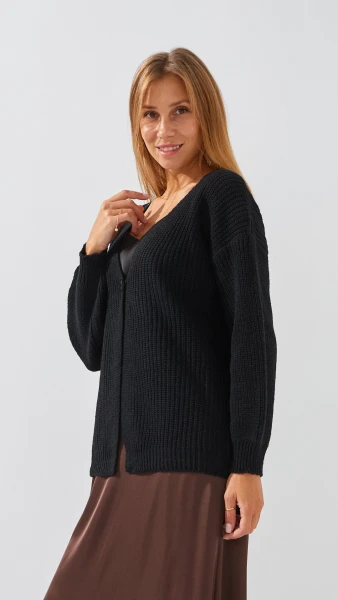 Кардиган однотонный женский 1025 One Size Черный  Фото №4