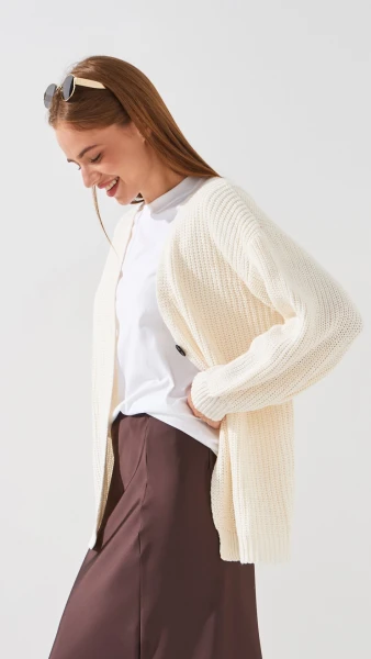 Кардиган однотонный женский 1025 One Size Молочный  Фото №2