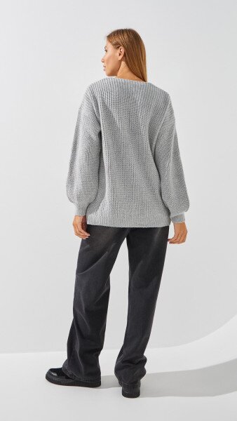 Купити Кардиган однотонний жіночий 1025 One Size Сірий Артикул: 2000999177521 Фото №5