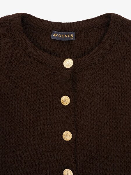 Купить Кардиган однотонный женский GENUA G01109-0005 S/M Коричневый Артикул: 2000999550447 Фото №8