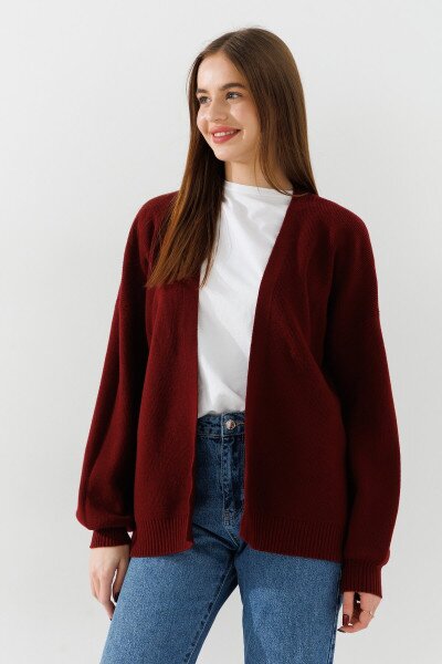 Купить Кардиган однотонный женский I can 3305-1 One Size Бордовый Артикул: 2000990899842 Фото №1