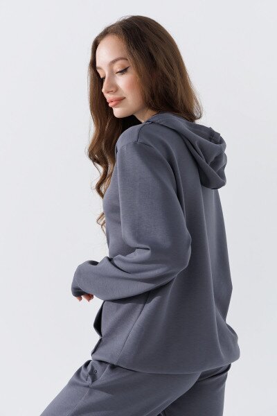 Купить Худи однотонный женский 242024-K XS Графитовый (2000990661876D) Артикул: 2000990661876 Фото №4