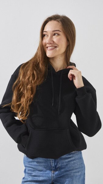 Купити Худі однотонний жіночий LAWA WBC02321 XS Чорний Артикул: 2000990123145 Фото №3