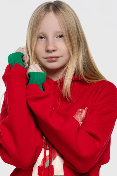 Худи с принтом для девочки XZKAMI 23092 158 см Красный (2000990106315W)(NY)  Фото №3