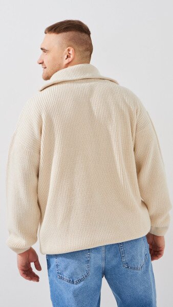 Купити Кофта однотонна чоловіча GENUA G01209-0002 XL Молочний Артикул: 2000999471971 Фото №5