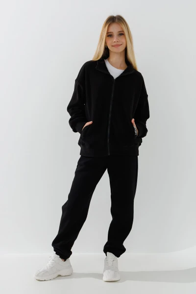 Кофта однотонна для хлопчика Lizi 24870 152 см Чорний  Фото №1