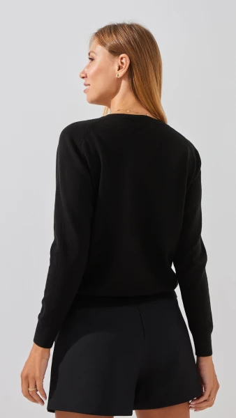 Купити Кофта однотонна жіноча On me T23163 One Size Чорний Артикул: 2000999154478 Фото №4