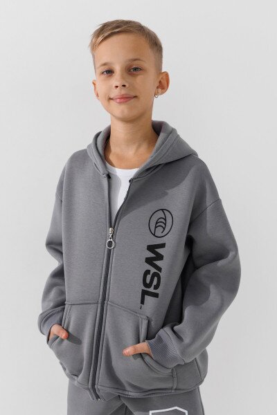 Купити Кофта з принтом для хлопчика Waxmen 7223 164 см Сірий Артикул: 2000990853318 Фото №1