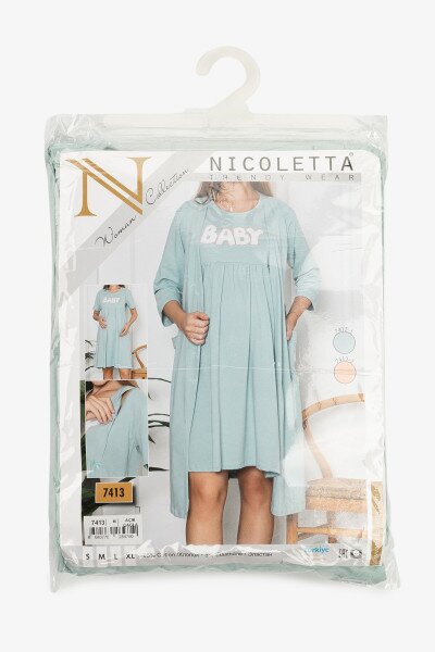 Купить Комплект халат+ночная рубашка женский Nicoletta 7413 S Голубой Артикул: 2000999149566 Фото №19
