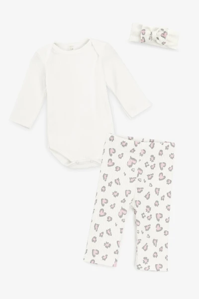 Костюм боди+штаны+повязка для девочки Baby Life Сердечко 56 см Розовый  Фото №0