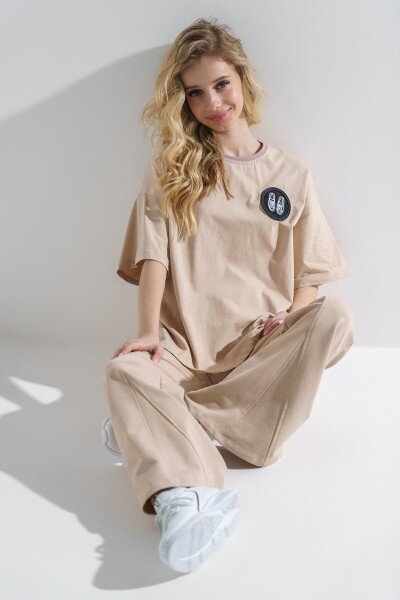 Купить Костюм для девочки Dinomin DM240515 164 см Бежевый (2000990392152S) Артикул: 2000990392152 Фото №3
