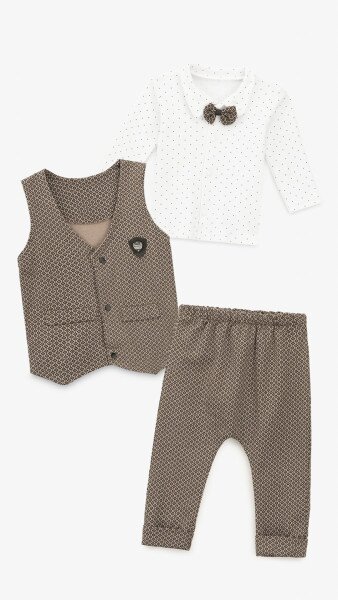 Купити Костюм для хрещення для хлопчика Mini Papi 9421 62 см Сіро-коричневий Артикул: 2000999549434 Фото №1