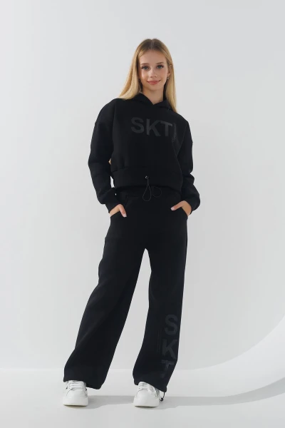 Костюм худі+штани для дівчинки Benini 241141 146 см Чорний (2000990714923W)  Фото №0