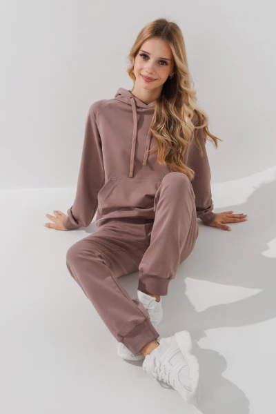 Купити Костюм худі+штани однотонний дитячий Dinomin DM2401-1 158 см Бежевий (2000990558350D) Артикул: 2000990558350 Фото №4