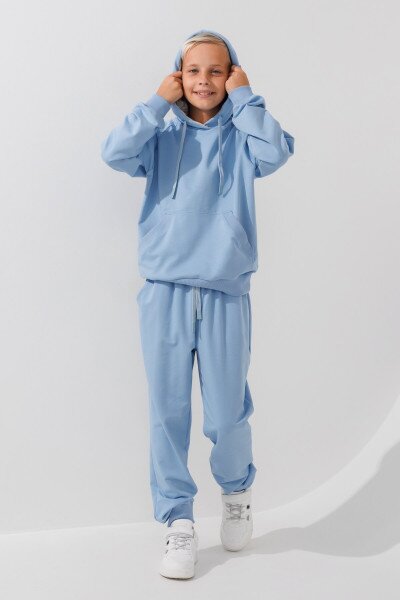 Купить Костюм худи+штаны однотонный детский Dinomin DM2401-1 164 см Голубой (2000990558404D) Артикул: 2000990558404 Фото №12