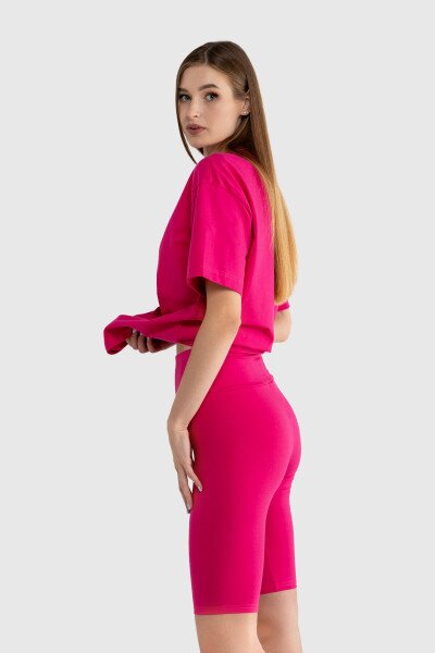 Купить Костюм однотонный женский LAWA CTM WBC02312 футболка + шорты 2XS Малиновый Артикул: 2000990628039 Фото №2