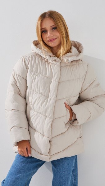 Купити Куртка для дівчинки Dinomin 2530 134 см Бежевий Артикул: 2000999163647 Фото №6