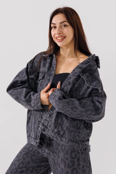 Куртка джинсова жіноча Zeo Basic 4408-K L Темно-сірий (2000990617989D)  Фото №2
