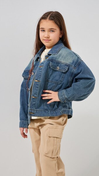 Купити Куртка джинсова для дівчинки Do La La 20115 116 см Синій Артикул: 2000999430183 Фото №3