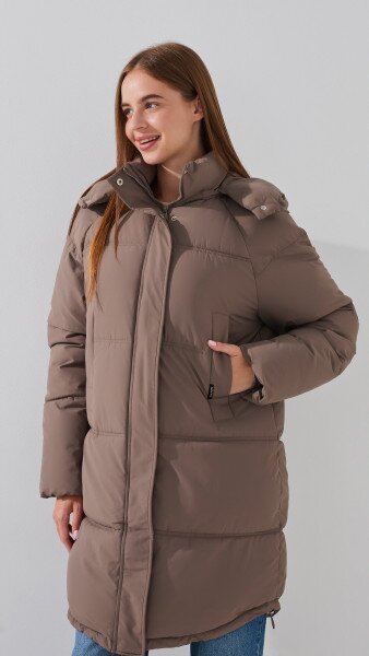 Купить Куртка однотонная женская On me 2431-F341 L Кофейный Артикул: 2000999164187 Фото №1