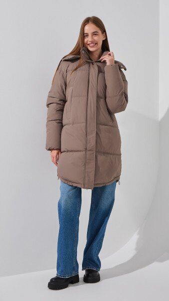 Купить Куртка однотонная женская On me 2431-F341 L Кофейный Артикул: 2000999164187 Фото №2