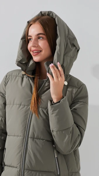 Куртка однотонна жіноча On me 6921 2XL Темно-оливковий  Фото №3