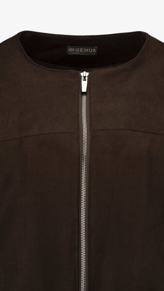 Купить Куртка замшевая однотонная женская GENUA G01103-0012 XL Коричневый Артикул: 2000999413384 Фото №9
