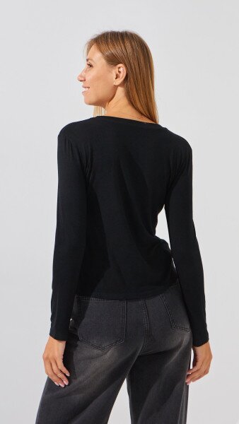 Купить Лонгслив однотонный женский Bclothing 8837 S Черный Артикул: 2000999178290 Фото №5