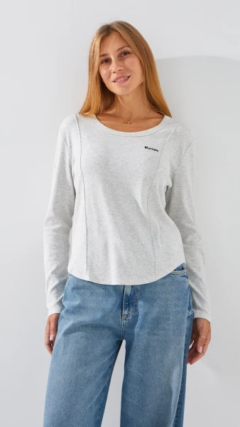 Лонгслив однотонный женский Bclothing 8853 M Светло-серый  Фото №0