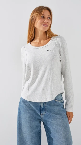 Лонгслив однотонный женский Bclothing 8853 M Светло-серый  Фото №2