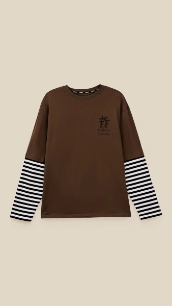 Купить Лонгслив с принтом мужской LAWA P-MT02308 XL Коричневый Артикул: 2888000024374 Фото №6
