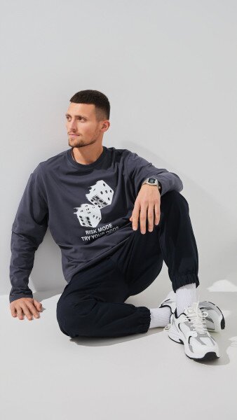 Купить Лонгслив с принтом мужской LAWA P-MT02310 S Графитовый Артикул: 2888000021519 Фото №3