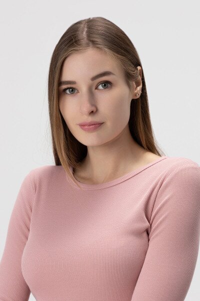 Купити Лонгслів однотонний жіночий LAWA WBC02328 XS Пудровий Артикул: 2000990050663 Фото №3