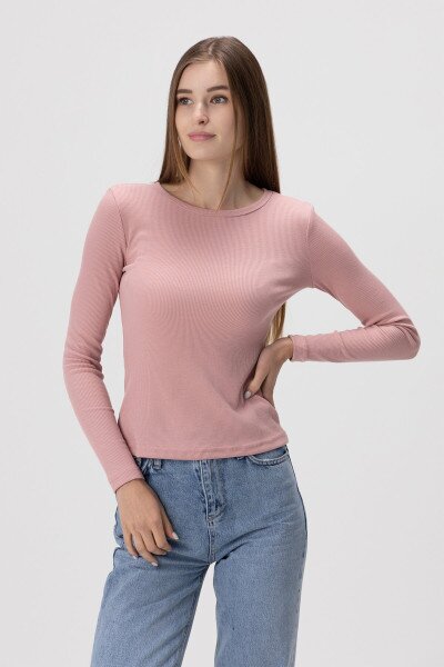 Купити Лонгслів однотонний жіночий LAWA WBC02328 XS Пудровий Артикул: 2000990050663 Фото №2