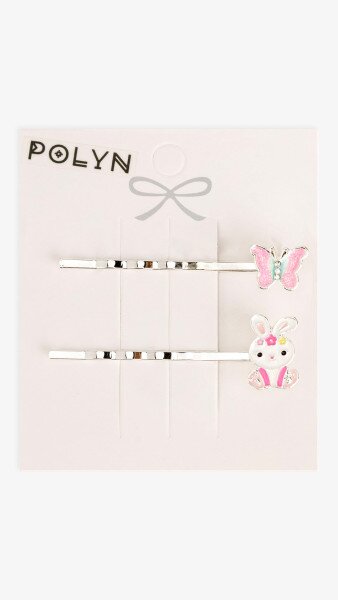 Купить Набор невидимок с украшениями Polyn 4300B-11 2 шт Розовый Артикул: 2000999255489 Фото №1