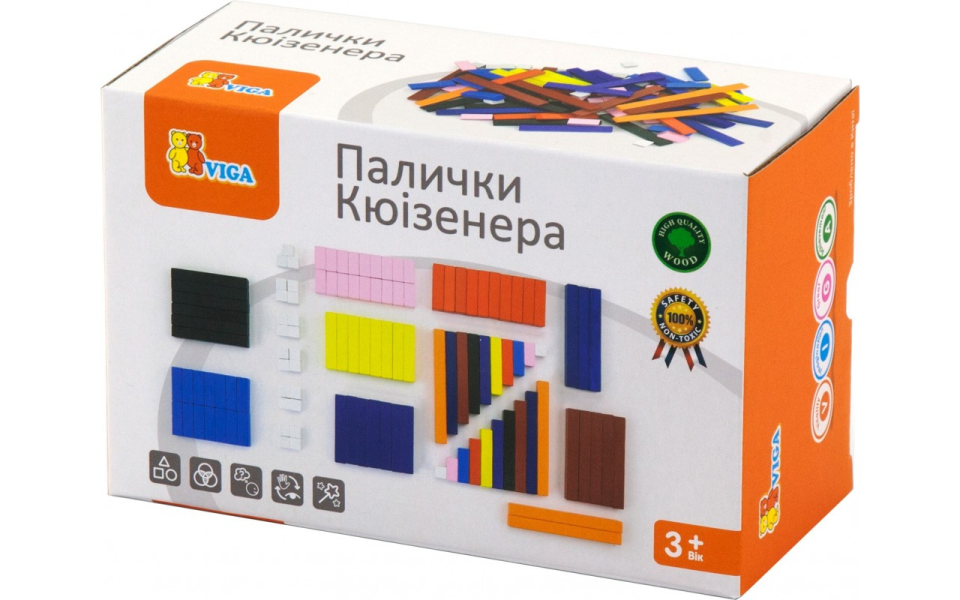 Купити Навчальний набір Палички Кюїзенера Viga Toys  51765 Різнокольоровий Артикул: 2000903577607 Фото №1