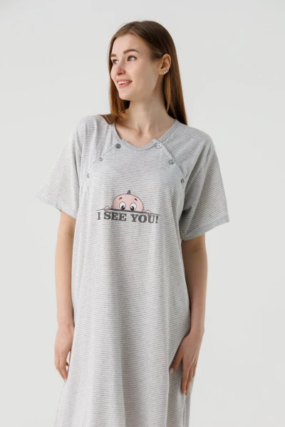 Ночная рубашка для кормящих Sevgi 3187 2XL Серый  Фото №1