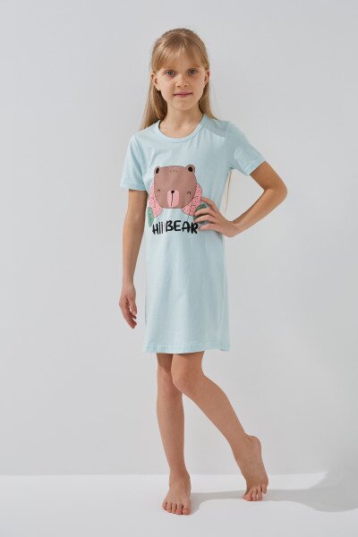 Купить Ночная рубашка для девочки Mini Moon 0870 110 см Голубой Артикул: 2000991029446 Фото №3