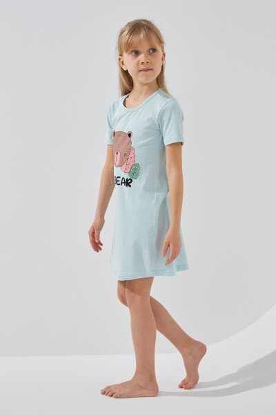 Купить Ночная рубашка для девочки Mini Moon 0870 110 см Голубой Артикул: 2000991029446 Фото №2
