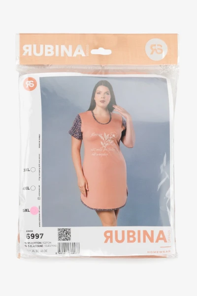 Нічна сорочка жіноча RUBINA 6997 3XL Пудровий  Фото №9