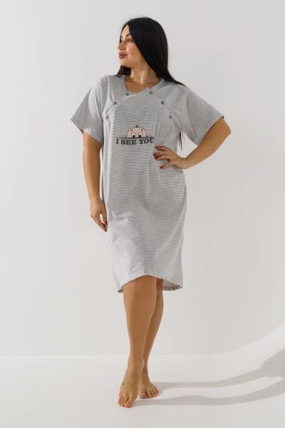 Ночная рубашка для кормящих Betul 3187 4XL Серый  Фото №1