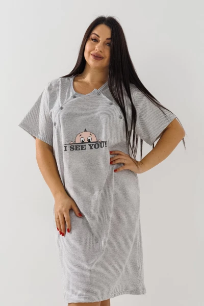 Ночная рубашка для кормящих Betul 3187 4XL Серый  Фото №0