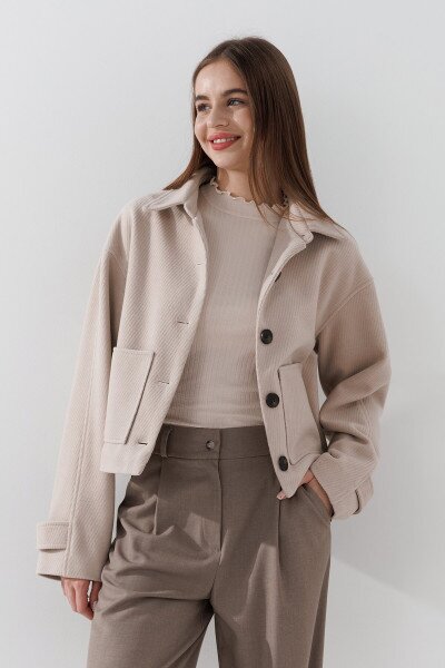 Купить Пальто однотонное женское On me 5288 XL Молочный Артикул: 2000990886545 Фото №1