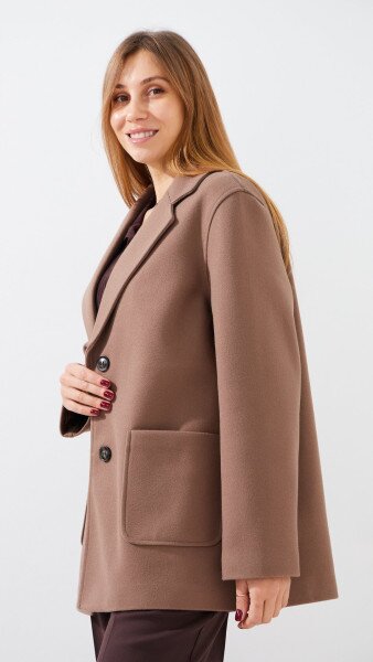 Купить Пальто однотонное женское GENUA G01120-0002 2XL Кофейный Артикул: 2000999413094 Фото №5