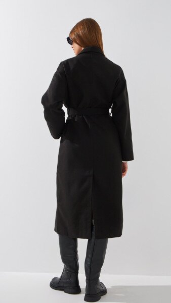 Купить Пальто однотонное женское On me 02 L Черный Артикул: 2000999163005 Фото №6