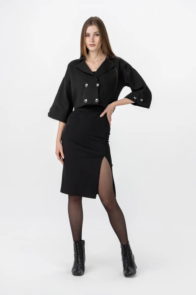 Пиджак однотонный женский Femme 1012 L Черный (2000989871354D)  Фото №5