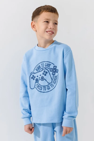 Піжама для хлопчика Baby Life 303 School 134-140 см Блакитний  Фото №1