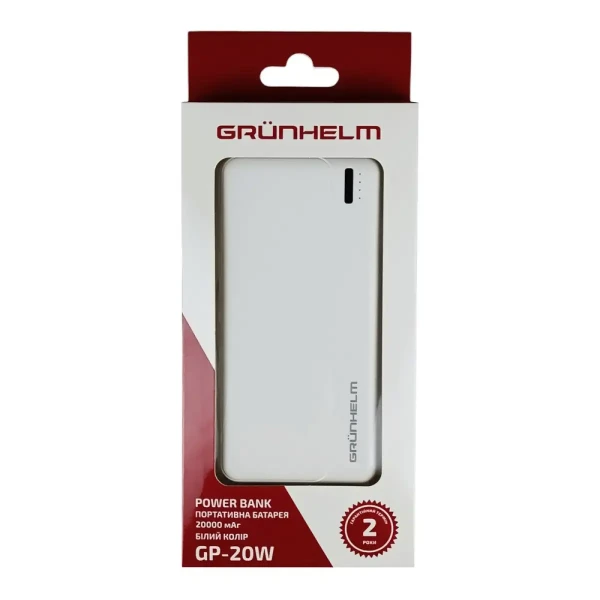 Купить Повербанк GRUNHELM GP-20W 20.000 mAh Белый Артикул: 6990001375228 Фото №3